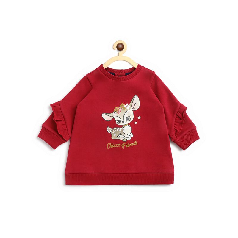 Knitted Long Sleeve Dress with Print image number 0